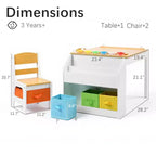 Table d'activités en bois pour enfants Kinder King avec 2 chaises et rangement, rouleau de papier et gobelets de peinture, bureau d'artisanat pour dessiner, lire et jouer