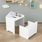 JVNOXK Ensemble bureau et chaise en bois pour enfants, avec tableau noir et marchepied réglable en hauteur, convient aux enfants de 1 à 3 ans