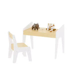 JVNOXK Ensemble bureau et chaise rectangulaire pour enfants, comprend une chaise, bureau d'étude en bois pour enfants, convient aux 2-8 ans, blanc + bois naturel