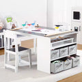 4 In 1 Kids Art Table and Chair Set,Toddler Craft Large Storage Desk with Portable Art Supply Organizer, Drawing Desk, Kids Activity and Study Table