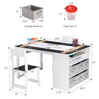 Table et chaise d'art 4 en 1 pour enfants, bureau de rangement spacieux pour tout-petits avec organisateur de fournitures artistiques portable, bureau de dessin, table d'activités et d'étude pour enfants