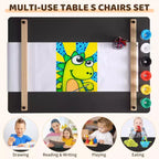 Table et chaise d'art 4 en 1 pour enfants, bureau de rangement spacieux pour tout-petits avec organisateur de fournitures artistiques portable, bureau de dessin, table d'activités et d'étude pour enfants