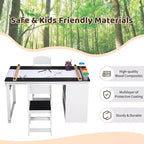 Table et chaise d'art 4 en 1 pour enfants, bureau de rangement spacieux pour tout-petits avec organisateur de fournitures artistiques portable, bureau de dessin, table d'activités et d'étude pour enfants