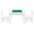VEVOR Kids Activity Table and 2 Chairs Set, Building Blocks Double-Sided Tabletop, Toddler Table and Chair Set with Storage, White