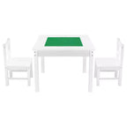 VEVOR Kids Activity Table and 2 Chairs Set, Building Blocks Double-Sided Tabletop, Toddler Table and Chair Set with Storage, White