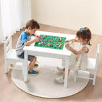 Table d'activités pour enfants VEVOR et ensemble de 2 chaises, plateau de table double face pour blocs de construction, ensemble table et chaises pour tout-petits avec rangement, blanc