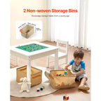 Table d'activités pour enfants VEVOR et ensemble de 2 chaises, plateau de table double face pour blocs de construction, ensemble table et chaises pour tout-petits avec rangement, blanc