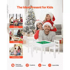 Table d'activités pour enfants VEVOR et ensemble de 2 chaises, plateau de table double face pour blocs de construction, ensemble table et chaises pour tout-petits avec rangement, blanc