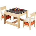 Kids Table and Chair Set with Storage Boxes Reversible Whiteboard Blackboard Top - Ages 2-8