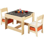 Kids Table and Chair Set with Storage Boxes Reversible Whiteboard Blackboard Top - Ages 2-8