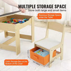 Ensemble table et chaises pour enfants avec bacs de rangement, plateau réversible tableau blanc/tableau noir - Âges 2-8