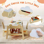 Costway Ensemble table et chaises 5 en 1 pour enfants avec tableau noir, tableau blanc, 3 bacs de rangement, 4 crochets gris + blanc/naturel + blanc + orange
