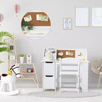 Ensemble bureau et chaise pour enfants avec étagère de rangement et tableau d'affichage, table d'étude en bois pour chambre à coucher et salle d'apprentissage