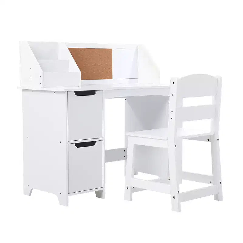 Ensemble bureau et chaise pour enfants avec étagère de rangement et tableau d'affichage, table d'étude en bois pour chambre à coucher et salle d'apprentissage