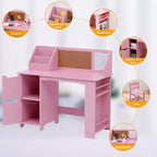 Ensemble bureau et chaise pour enfants avec étagère de rangement et tableau d'affichage, table d'étude en bois pour chambre à coucher et salle d'apprentissage