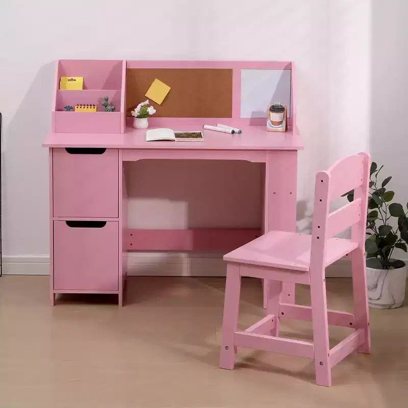 Ensemble bureau et chaise pour enfants avec étagère de rangement et tableau d'affichage, table d'étude en bois pour chambre à coucher et salle d'apprentissage