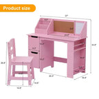 Ensemble bureau et chaise pour enfants avec étagère de rangement et tableau d'affichage, table d'étude en bois pour chambre à coucher et salle d'apprentissage