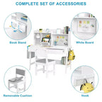 GDLF Bureau et Chaise pour Enfants, Réglable, Évolutif, Bureau d'Étude, Bureau d'Ordinateur avec Tableau Blanc pour Enfants de 5 à 12 Ans