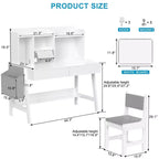 GDLF Bureau et Chaise pour Enfants, Réglable, Évolutif, Bureau d'Étude, Bureau d'Ordinateur avec Tableau Blanc pour Enfants de 5 à 12 Ans