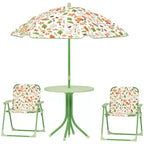 Kids Folding Picnic Table and Chair Set with Removable Umbrella Outdoor Patio Furniture