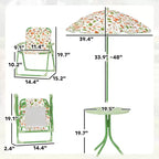 Ensemble table de pique-nique et chaises pliantes pour enfants avec parasol amovible, mobilier de patio extérieur