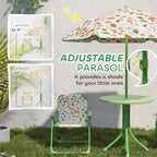Ensemble table de pique-nique et chaises pliantes pour enfants avec parasol amovible, mobilier de patio extérieur