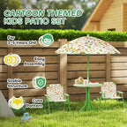 Ensemble table de pique-nique et chaises pliantes pour enfants avec parasol amovible, mobilier de patio extérieur