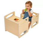 Montessori Weaning Table and Chair Set for Toddlers Ages 1-5 Square Natural Wood