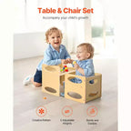 Ensemble table et chaise de sevrage Montessori pour tout-petits de 1 à 5 ans, en bois naturel, carré