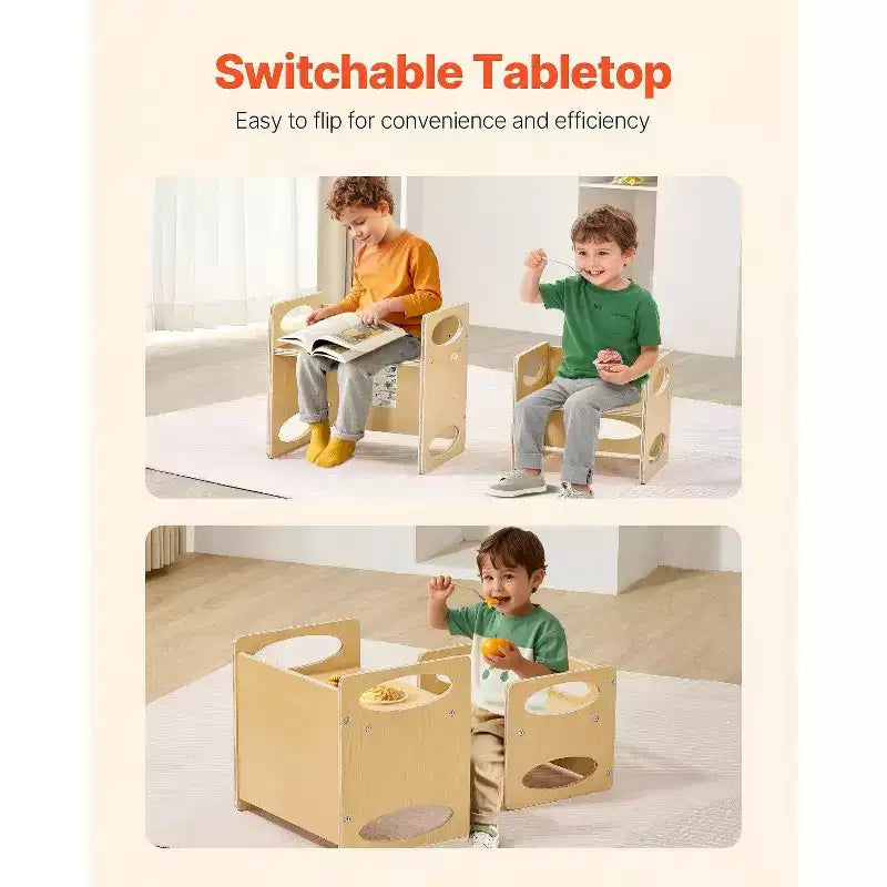 Ensemble table et chaise de sevrage Montessori pour tout-petits de 1 à 5 ans, en bois naturel, carré