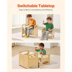 Ensemble table et chaise de sevrage Montessori pour tout-petits de 1 à 5 ans, en bois naturel, carré