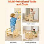 Ensemble table et chaise de sevrage Montessori pour tout-petits de 1 à 5 ans, en bois naturel, carré