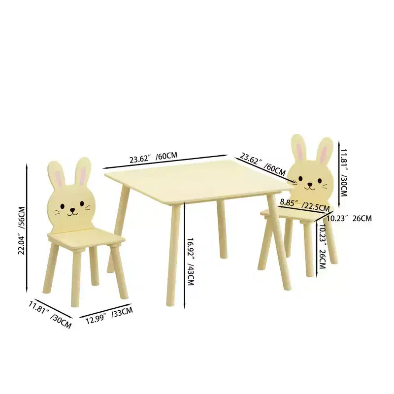 Ensemble table et chaises pour enfants GDFStudio Willow avec motif animaux mignons
