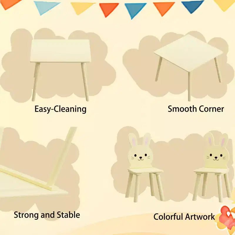 Ensemble table et chaises pour enfants GDFStudio Willow avec motif animaux mignons