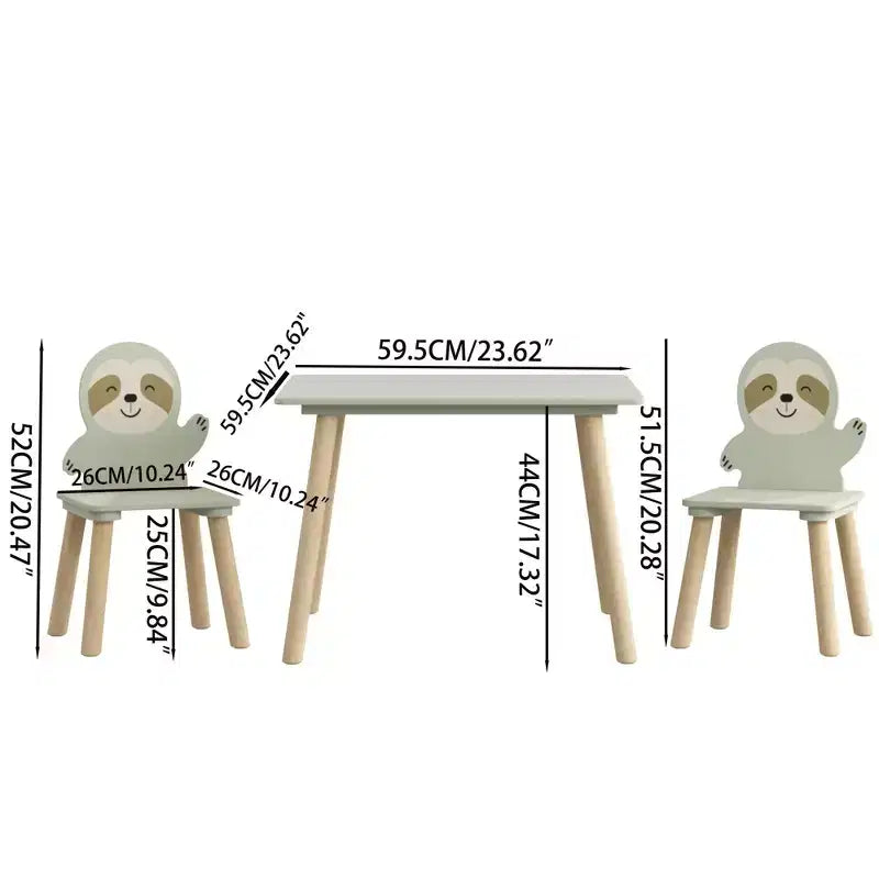 Ensemble table et chaises pour enfants GDFStudio Willow avec motif animaux mignons