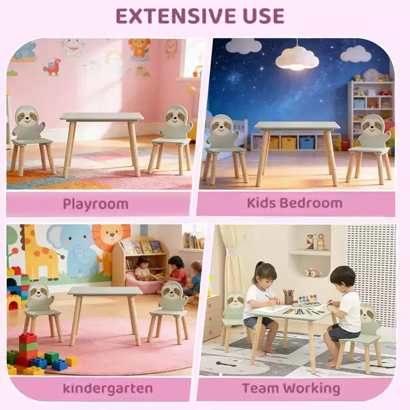 Ensemble table et chaises pour enfants GDFStudio Willow avec motif animaux mignons