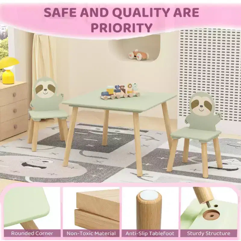 Ensemble table et chaises pour enfants GDFStudio Willow avec motif animaux mignons