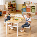 Ensemble table et chaises d'art pour enfants VEVOR, table d'activités pour tout-petits avec armoire de rangement à 3 niveaux, bureau de jeu en bois pour enfants avec 2 chaises, blanc