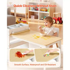 Ensemble table et chaises d'art pour enfants VEVOR, table d'activités pour tout-petits avec armoire de rangement à 3 niveaux, bureau de jeu en bois pour enfants avec 2 chaises, blanc