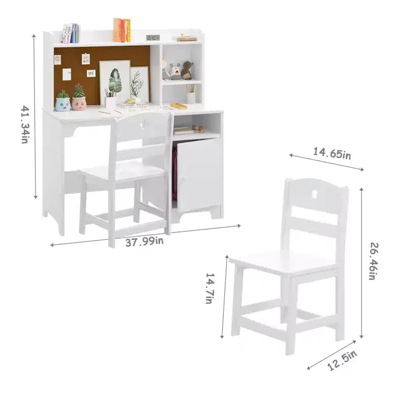 Bureau et chaise ergonomiques pour enfants avec étagère et meuble de rangement, table d'étude en bois pour chambre d'enfant ou salle d'étude