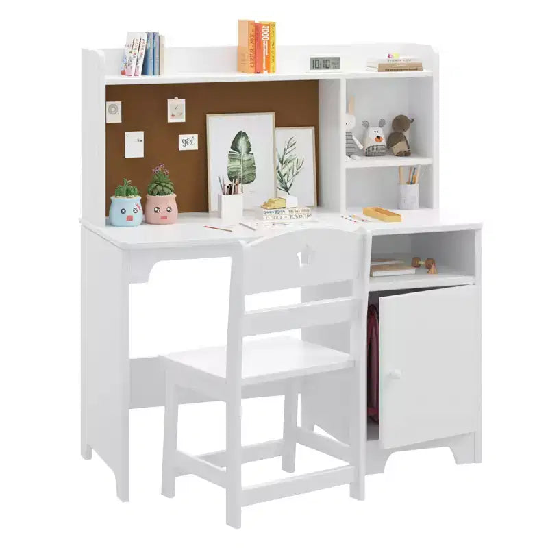 Bureau et chaise ergonomiques pour enfants avec étagère et meuble de rangement, table d'étude en bois pour chambre d'enfant ou salle d'étude