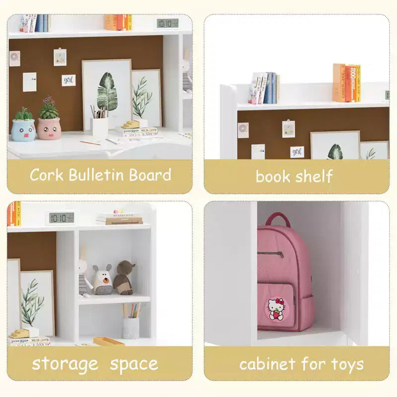 Bureau et chaise ergonomiques pour enfants avec étagère et meuble de rangement, table d'étude en bois pour chambre d'enfant ou salle d'étude