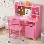 Bureau et chaise ergonomiques pour enfants avec étagère et meuble de rangement, table d'étude en bois pour chambre d'enfant ou salle d'étude
