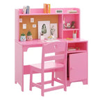 Bureau et chaise ergonomiques pour enfants avec étagère et meuble de rangement, table d'étude en bois pour chambre d'enfant ou salle d'étude