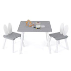 Costway Ensemble de 3 Meubles pour Enfants Table et Chaises en Bois avec Pieds en Bois Massif Gris
