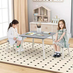 Costway Ensemble de 3 Meubles pour Enfants Table et Chaises en Bois avec Pieds en Bois Massif Gris