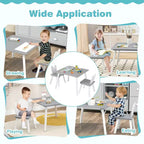 Costway Ensemble de 3 Meubles pour Enfants Table et Chaises en Bois avec Pieds en Bois Massif Gris