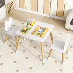 Costway Ensemble Table et Chaises pour Enfants Bureau Multi-Activités pour Enfants et Ensemble de Chaises en Forme de Grenouille avec Pieds en Bois