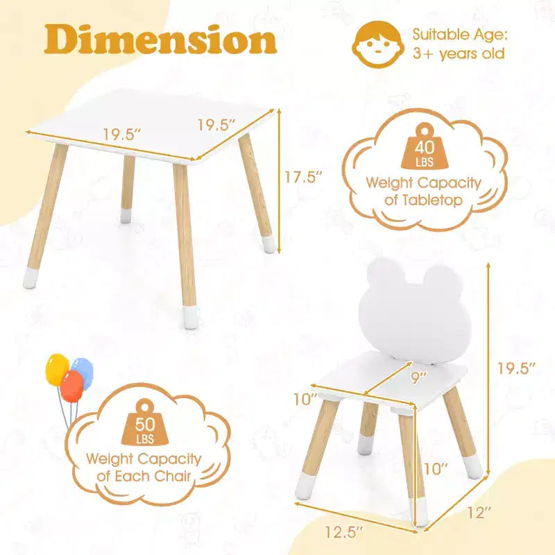 Costway Ensemble Table et Chaises pour Enfants Bureau Multi-Activités pour Enfants et Ensemble de Chaises en Forme de Grenouille avec Pieds en Bois