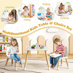 Costway Ensemble Table et Chaises pour Enfants Bureau Multi-Activités pour Enfants et Ensemble de Chaises en Forme de Grenouille avec Pieds en Bois